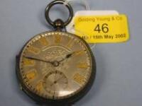 A silver open face fusee pocket watch