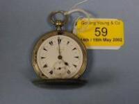 A Swiss silver full hunter keywind pocket watch with white enamel dial