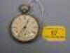 A silver open faced fusee pocket watch with white enamel dial