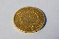 A gold 40 Franc Napoleon coin