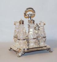 An early Victorian silver seven bottle cruet