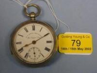 A silver open faced pocket watch