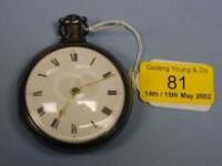 A silver open face pair cased fusee pocket watch