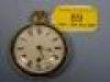 A silver gilt open face fusee pocket watch with white enamel dial
