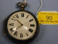 A silver open face pair cased verge pocket watch
