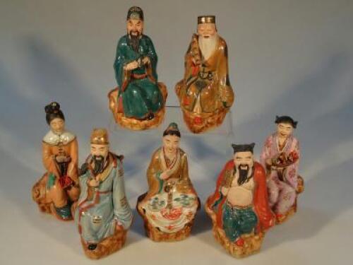 Seven 20thC Chinese terracotta figures