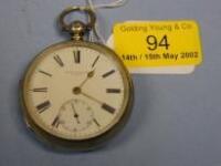 A silver open face fusee pocket watch