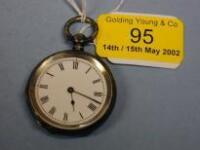 A lady's silver open faced fob watch