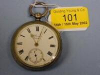 A silver open face pocket watch