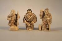 Three carved netsuke figures