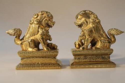 A pair of 20thC brass Dogs of Fo