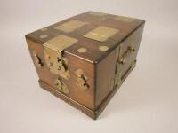 A late 19th/early 20thC Chinese hardwood and brass bound dressing case