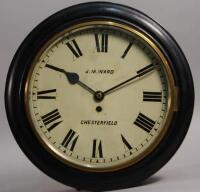 A late 19th/early 20thC ebonised and oak station type clock