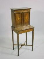 A late 19thC Sheraton Revival mahogany and marquetry side cabinet