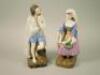 A pair of Russian Gardner Bisque porcelain figures of a fisherman and his wife