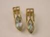 A pair of 9ct gold aquamarine drop earrings.