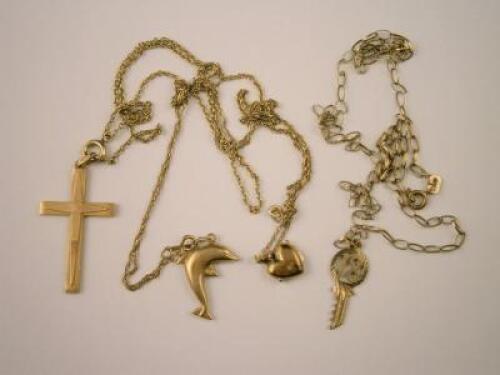Four 9ct gold necklaces