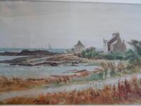 Early 20thC School. Coastal scene with cottages and a path