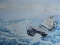 P Hallsworth. Trawlers in choppy seas