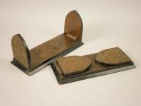 A pair of Victorian walnut and brass mounted adjustable book racks