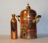 A brass and copper samovar