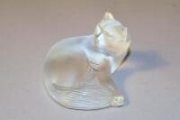 A Lalique glass figure of a recumbent cat