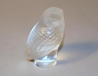 A Lalique glass owl paperweight