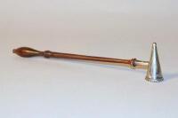 A silver and rosewood candle snuffer