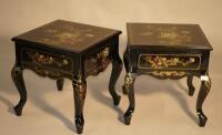 A pair of Japanese lacquer style side tables