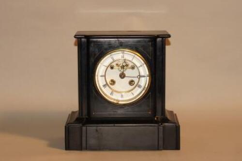 A 19thC French slate mantel clock