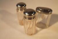 Three Victorian silver topped toilet jars