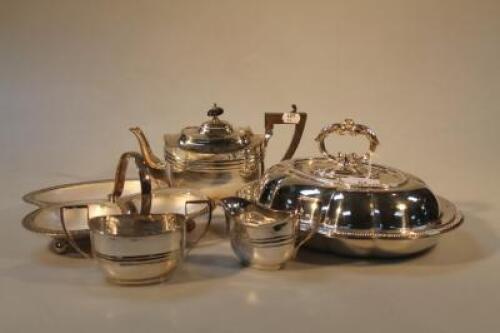 An entree dish and cover and other selected silver plate