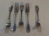 Four Victorian silver old English fiddle pattern table forks