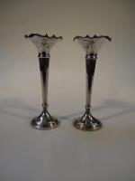 A pair of George V silver trumpet shaped specimen vases