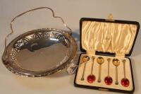 A set of six George V silver gilt and enamelled seal top coffee spoons