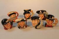 Seven miniature Royal Doulton character jugs