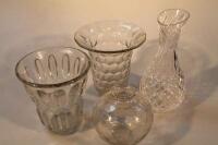 Four decorative glass vases.