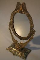 A 19thC continental brass dressing table mirror