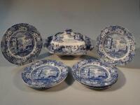 A Spode Italian Tureen and various plates.