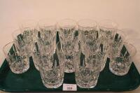 Seventeen Waterford Lismore pattern whisky tumblers.