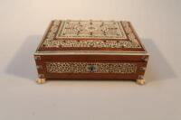 An Anglo-Indian ivory and hardwood trinket box