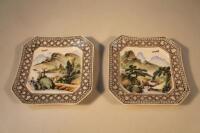 A pair Chinese export rectangular dishes painted with landscapes