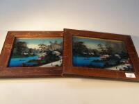 A Pair of 20thC Japanese glass paintings