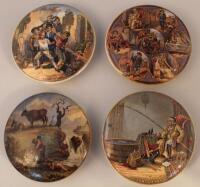 Four Prattware pot lids