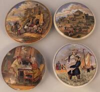 Four Prattware pot lids