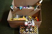 Various Power Ranger toys and Robot War toys