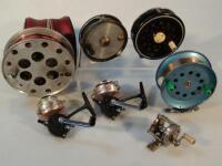 Seven various fishing reels