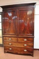 A late 18thC mahogany linen press