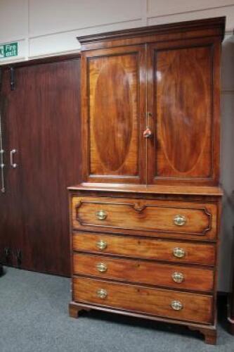 A George III mahogany secretaire bookcase