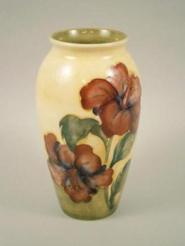 A Moorcroft Hibiscus pattern vase